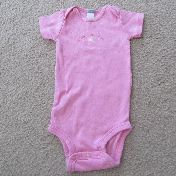Carters One Piece Onesie Girls Size 9M Pink Mommys Little Princess Short‎ Sleeve - Picture 4 of 4